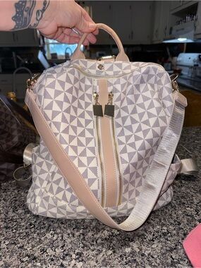 Women's Geometric Pattern Convertible Backpack Tote - Blush